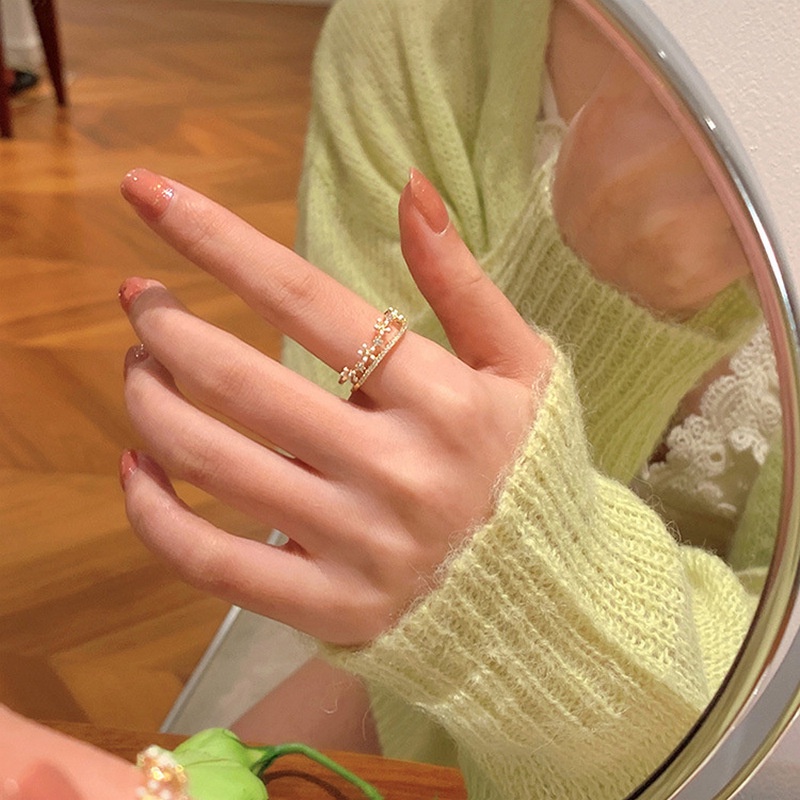 แหวนแฟชั่น-แหวนเพชรดอกไม้-แหวนปรับได้-แหวนแฟชั่นสุดหรูสำหรับผู้หญิง
