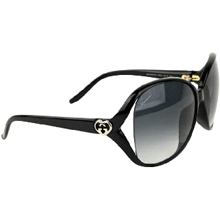 แว่นตาซื้อมาจากเมืองนอก Gucci Womens Black/Gray Acetate Round Sunglasses GG 3525/K/S D28JJ 289689 1065