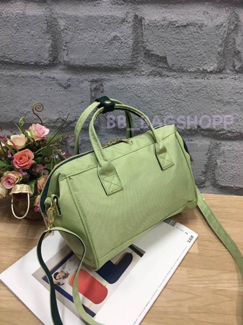 anello-polyester-canvas-mini-boston-bag-outlet-สีgreen-light