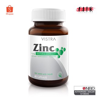 ขาย Vistra Zinc 15 mg. Natural Extract วิสทร้า ซิงค์ 15 มก.  บรรจุ 45 แคปซูล