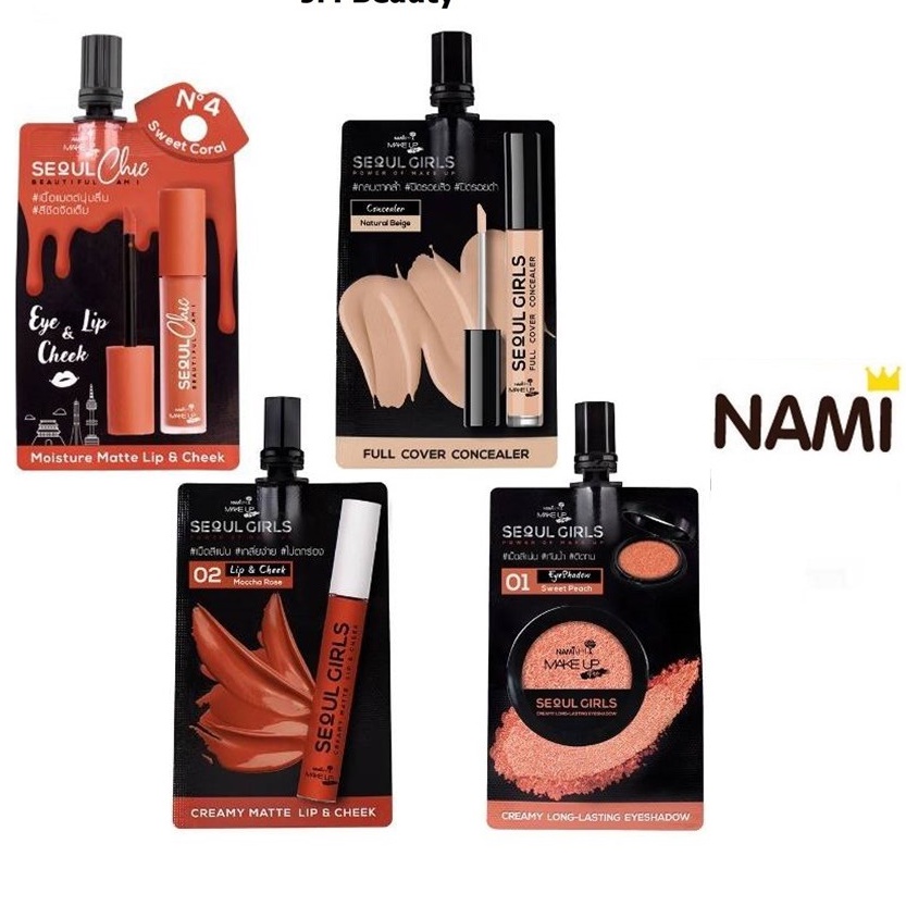 ราคาและรีวิว(แท้) Nami Make Up Pro Seoul Girls นามิ เมคอัพ โปร โซลเกิร์ล 3 สูตร ลิป อายชาโดว์ คอนซีลเลอร์