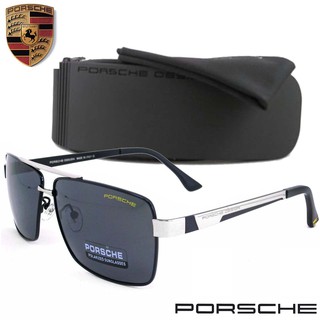 Polarized แว่นกันแดด แฟชั่น รุ่น PORSCHE UV 8712 C-2 สีดำตัดเงินเลนส์ดำ เลนส์โพลาไรซ์ ขาข้อต่อ สแตนเลส สตีล Sunglasses