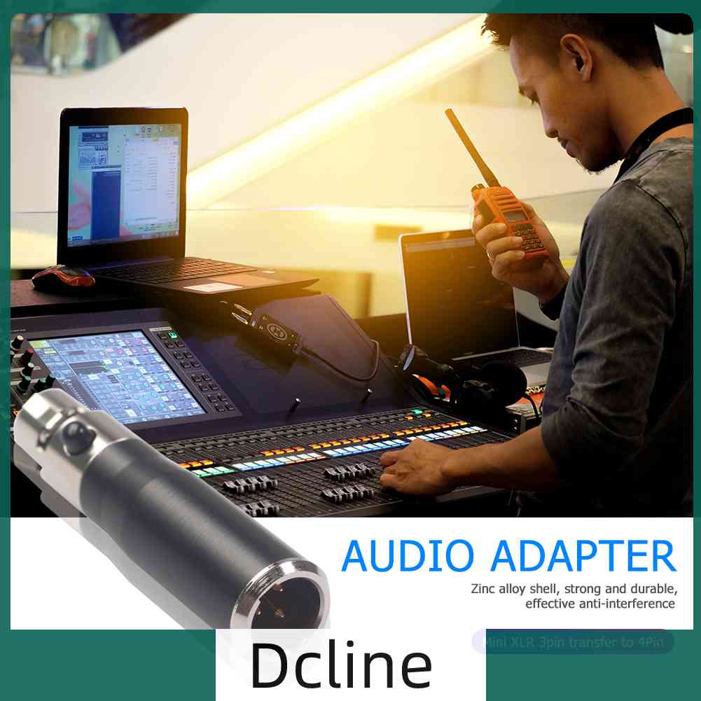 dcline-อะแดปเตอร์เชื่อมต่อเสียงโลหะ-xlr-3-pin-male-to-mini-xlr-4-pin-female