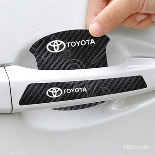 Toyota ติดมือจับประตูรถยนต์ คาร์บอนไฟเบอร์ส่องสว่าง กันรอยขีดข่วนสีฟิล์มตอนเปิดสติกเกอร์ตกแต่งรถยนต์ ป้องกันรอย ติดรถ ที