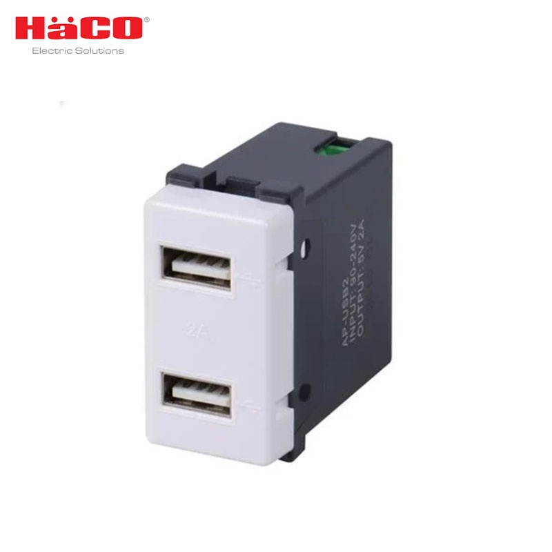HACO เต้ารับ USB 1 ช่อง 2 แอมแปร์ สีขาว รุ่น AP-USB2 | Shopee Thailand