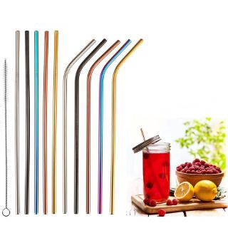 Stainless Steel Metal Drinking Straws Straight/Bent Reusable Washable + Brushes