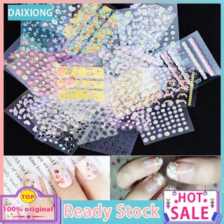 Daixiong สติ๊กเกอร์ตกแต่งเล็บสไตล์ผสมดอกไม้ Diy 10 แผ่น