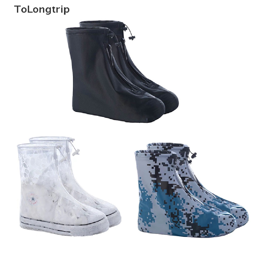 ภาพหน้าปกสินค้าTolongtrip) ผ้าคลุมรองเท้าบูท กันฝน กันน้ํา กันลื่น ใช้ซ้ําได้