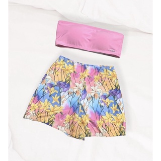 ชุดว่ายน้ำ Barbie pink floral short pants set 🌷💘 | Bewish anana