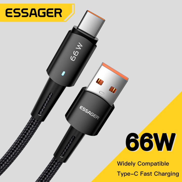 ภาพหน้าปกสินค้าEssager 66W 6A สายชาร์จเร็วมาก USB Type C สายชาร์จข้อมูล สําหรับ Huawei OPPO
