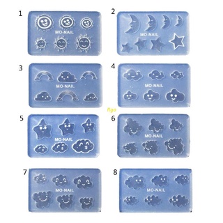 Flgo แม่พิมพ์ซิลิโคนเรซิ่นรูปดาวเมฆดวงอาทิตย์สําหรับตกแต่งเล็บ