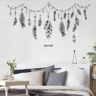 Transparent wall sticker สติ๊กเกอร์ติดผนัง BOHO FEATHERS JM7339 (กว้าง170cm.xสูง90cm.)