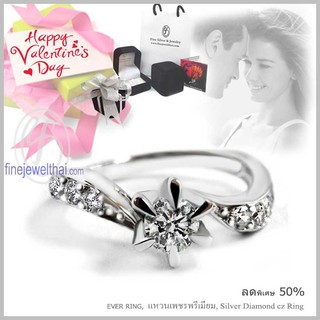 Finejewelthai-แหวนเพชร-แหวนเงิน-เพชรสังเคราะห์-เงินแท้ 925-แหวนแต่งงาน-Diamond Cz-silver-wedding-ring - Valentine Gift22