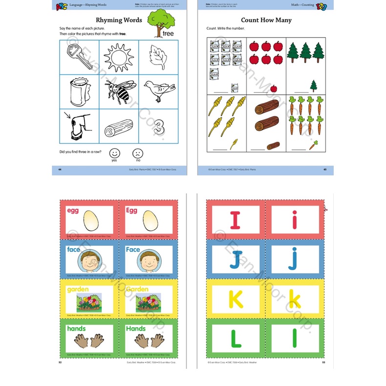พร้อมส่ง-แบบฝึกหัดภาษาอังกฤษสำหรับเด็กอนุบาล-early-bird-evan-moor-activity-book-early-learning-ages-4-total-8-books-kindergart
