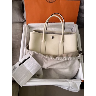 (ราคารูดบัตรบางส่วนไม่ใช่ราคาเต็ม) New Hermes Garden Party 30 Nata Epsom Stamp Z Full set original receipt