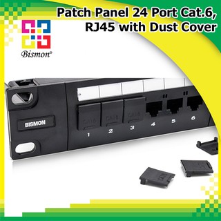 แผงกระจายสายแลน Patch Panel Cat6 RJ45 with Dust Cover 24 Port และ 48 Port (BISMON)