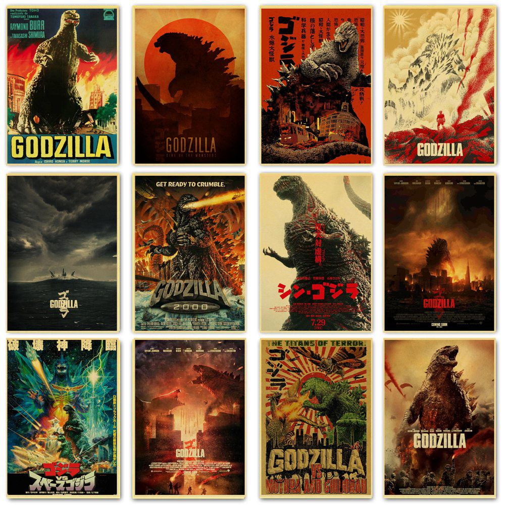 โปสเตอร์ภาพยนตร์-godzilla-retro-สําหรับตกแต่งบ้าน