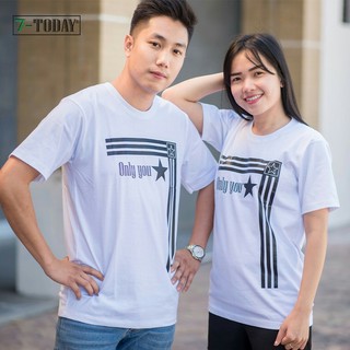 [S-5XL]ผ้าฝ้าย 100% เสื้อยืด คู่รัก ชุดคู่ เสื้อเเฟชั่น ชุดคู่รักสวยๆ (ขายเป็นตัว) .