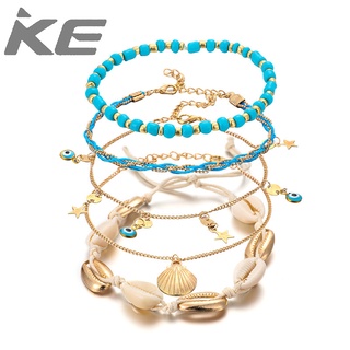 Jewelry Creative alloy heart-shaped eyes rice bead woven shell multi-anklet for girls for wome