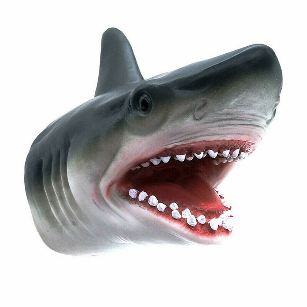 ตุ๊กตาหุ่นมือปลาฉลาม-ตุ๊กตาฉลาม-ของเล่นสวมบทบาท-ยางนุ่มเหมือนจริง-หัวฉลามสัตว์ทะเล-6-3-นิ้ว