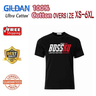 Newjintaoli[Xs-6Xl] เสื้อยืดผ้าฝ้ายแขนสั้นพิมพ์ลาย Baju Hitam Putih Boss Ku สีดํา