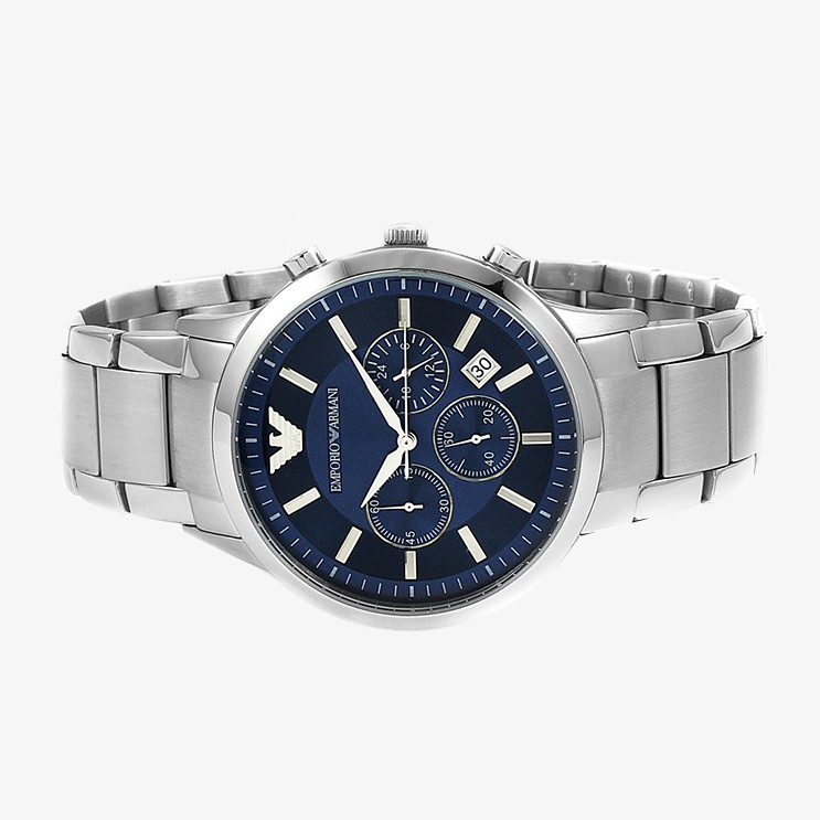 ภาพหน้าปกสินค้าEMPORIO ARMANI นาฬิกาข้อมือผู้ชาย รุ่น AR2448 Classic Chronograph Navy Blue Dial - Silver จากร้าน ralunar บน Shopee