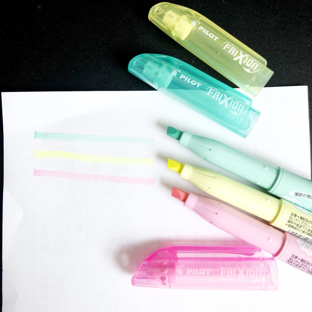 pilot-frixion-highlighter-soft-colors-ปากกามาร์คเกอร์แบบลบได้-3-สี-erasable-marker-pen-erasable-highliter-pen-mild-color-3-color-set