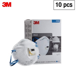 3M 8822 (10ชิ้น) P2 หน้ากากพร้อมวาล์วระบายอากาศ PM 2.5