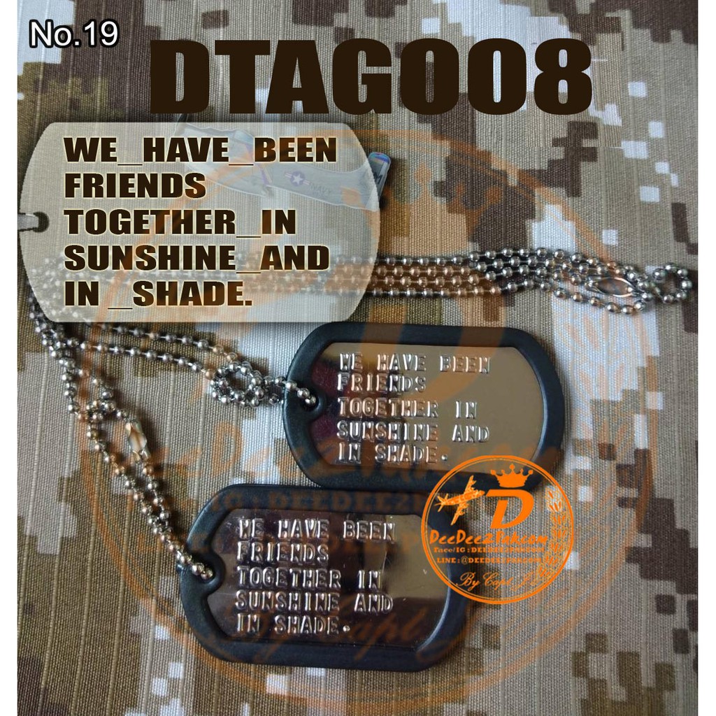 together-ป้ายชื่อ-แผ่นแสตนเลสแท้-ด๊อกแท็ก-nametag-dogtag-1-ชุดมี-2-แผ่น-no-19-deedee2pakcom