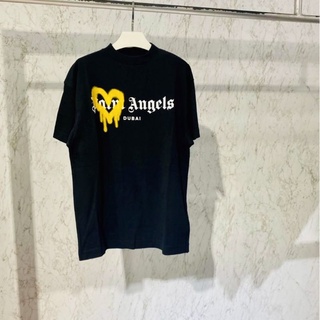 Palm Angels sprayed logo cotton หัวใจ T-shirtใส่ได้ชายหญิง unisex งานเป๊ะเวอร์สวยจัดค่ะลูกค้า งาน Hi end