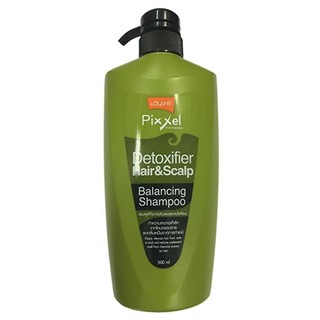 🐫LOLANE PIXXEL DETOXIFIER HAIR &amp; SCALP BALANCING SHAMPOO 500ml โลแลน แชมพู (สีเขียว) ขจัดความมันกลิ่นอับชื้น ลดกลิ่น