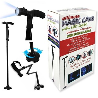 buybuytech Magic Cane with LED ไม้เท้า ไม้ค้ำยัน ไม้เท้าช่วยพยุง พับได้มีไฟฉาย LED ในตัว  Lights รุ่น MagicCane-55a-Song