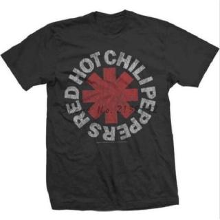 Red Hot Chili Peppers Distressed Logo ผู้ชาย T Shirt แบรนด์หรูแฟชั่นหรู Mens Tees