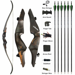 สินค้า 60 \"Recurve Bow ไม้ Riser 20-60lbs แกนไม้ไผ่แขนขายิงธนู American Hunting