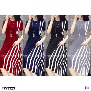 TW3323 Dress แขนสั้น สีพื้น