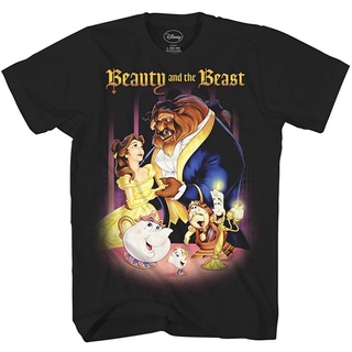 ดิสนีย์ร์ตูนพิมพ์ฤดูร้อน ย์เสื้อยืด Disney Beauty And The Beast Belle Adult Mens Tee Graphic T-Shirt Apparel Black Disne