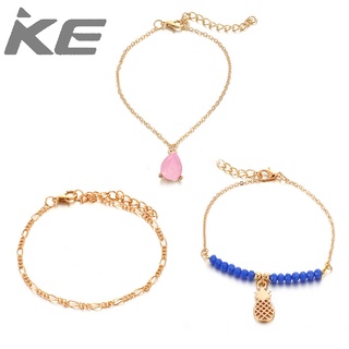 Accessories Simple alloy rice beads pineapple water droplets 3 sets of anklets for girls for w