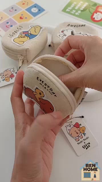 moshi-moshi-กระเป๋าผ้าซิปสำหรับใส่เหรียญหรือของจุกจิกลาย-ssktmmee-พร้อมส่ง