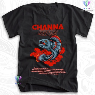 เสื้อยืดโอเวอร์ไซส์เสื้อยืด พิมพ์ลาย Channa KEEPERS ปลาช่อน | เสื้อยืด พิมพ์ลายปลา เครื่องประดับ สําหรับคู่รักS-3XL