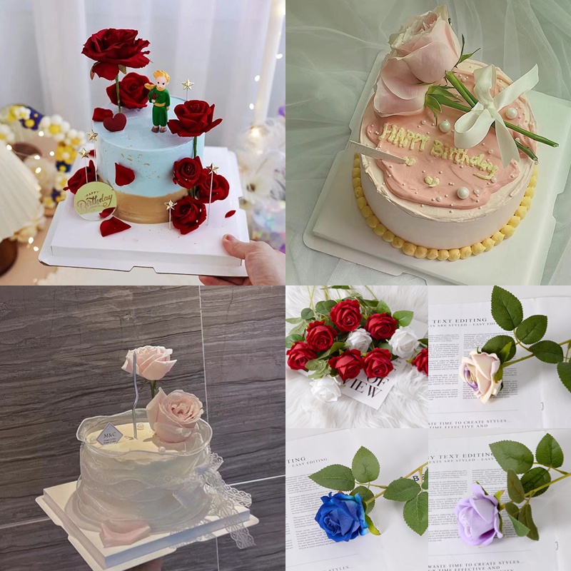 พร้อมส่ง-ดอกกุหลาบ-สําหรับตกแต่งเค้ก-วันวาเลนไทน์-งานแต่งงาน-ปาร์ตี้-diy