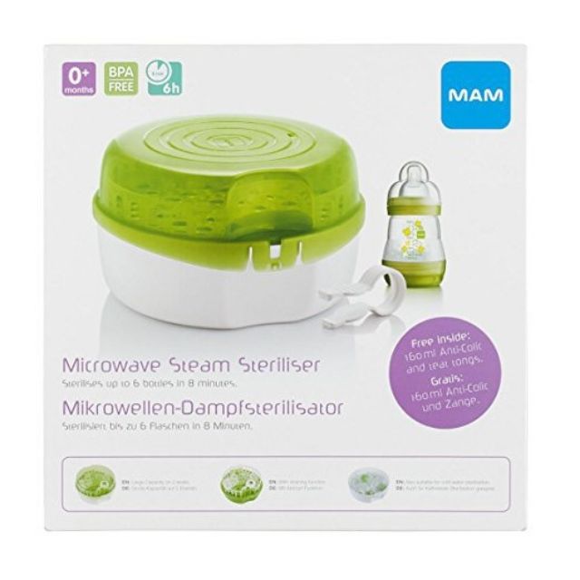 ล้างสต็อค-ส่งด่วน-ของแท้-mam-microwave-steam-sterilizer-green-ที่นึงขวดนมด้วยไมโครเวฟ