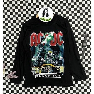 เสื้อยืดแฟชั่นวินเทจแขนยาว วง AC DC