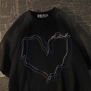 เสื้อยืดแขนสั้น ผ้าฝ้าย พิมพ์ลาย ขนาดใหญ่ คุณภาพสูง สไตล์เรโทร สําหรับคู่รัก