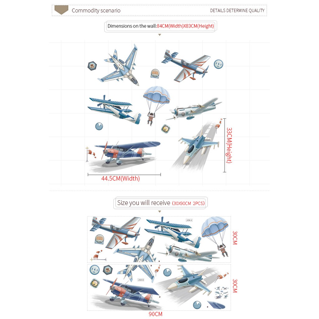 wuxiang-สติกเกอร์ติดผนัง-มีกาวในตัว-ลายเครื่องบิน-สําหรับเด็ก-ตกแต่งบ้าน