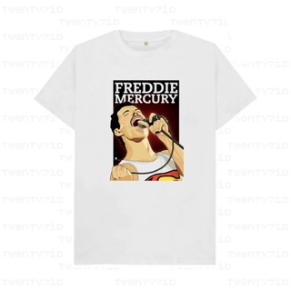 เสื้อยืดผ้าฝ้ายเสื้อยืด พิมพ์ลาย freddie mercury QUEEN พรีเมี่ยมL XL  XXL 3XL