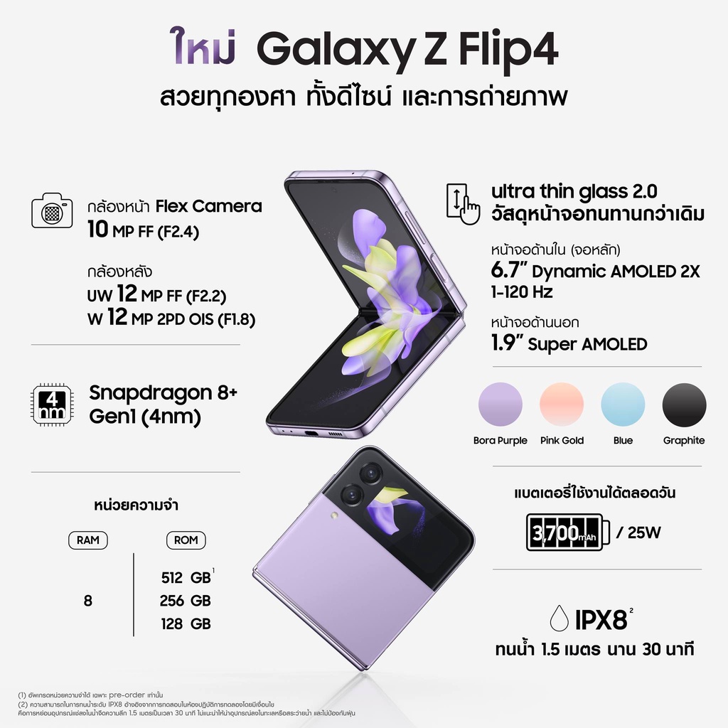เกี่ยวกับ Samsung Galaxy Z Flip4 5G (8/256GB):GRAPHITE