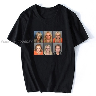 เสื้อยืดผ้าฝ้ายพิมพ์ลายขายดี เสื้อยืด ผ้าฝ้าย พิมพ์ลาย Lindsay Lohan Mashup Celebrity Mugshot สไตล์วินเทจ แฟชั่นสําหรับผ