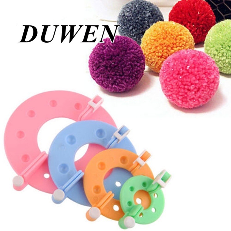 duwen-อุปกรณ์ทำลูกบอลปอมปอม-สำหรับงานถักลูกบอลขนนุ่ม-diy-4-ขนาด-8-ชิ้น