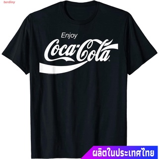 terdiny เสื้อยืดผู้ชายและผู้หญิง Coca-Cola Retro White Enjoy Logo Graphic T-Shirt Mens Womens T-shirts