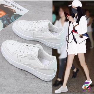 🚨F2 พร้อมส่ง🚨 รองเท้าผ้าใบแฟชั่น ทรง Air Force 1 สีขาวล้วน(08)